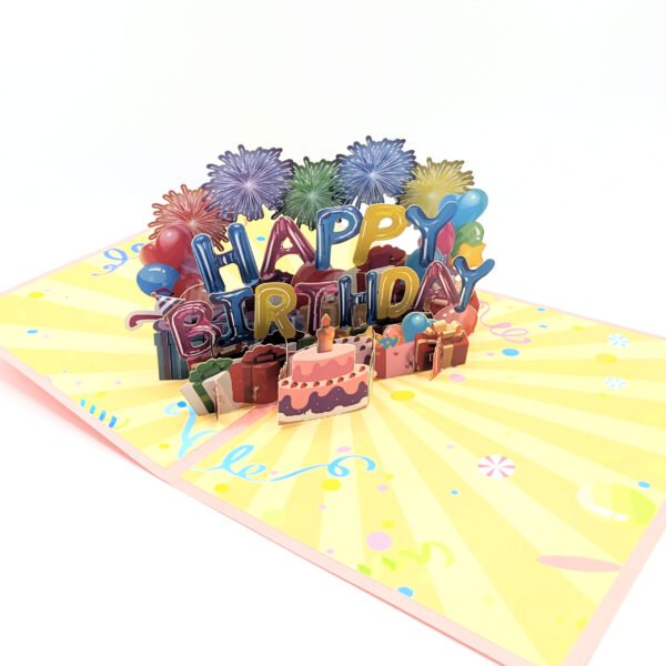 Happy Birthday Fireworks Pop-Up Card